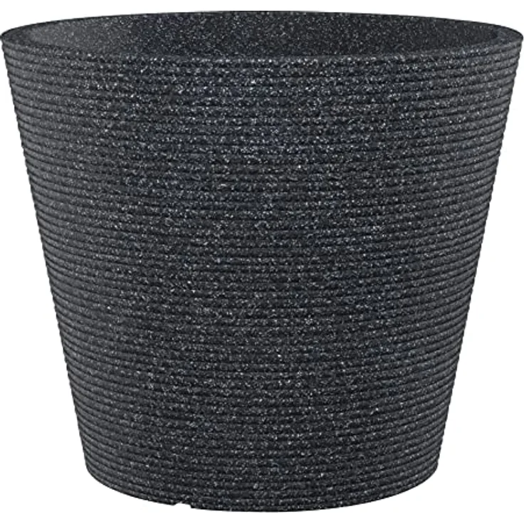 Scheurich Coneo, Pflanzgefäß aus Kunststoff, Schwarz-Granit, 30 cm Durchmesser, 24,3 cm hoch, 10 l Vol.