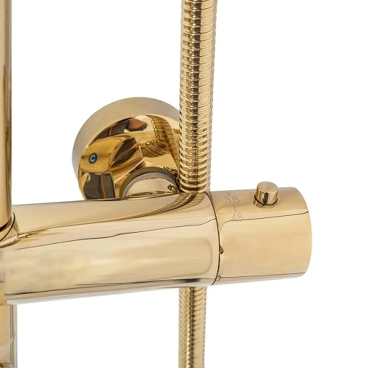wohnwerk.idee Duschsystem Lungo, Duschgarnitur Regendusche Unterputz in Gold Matt Poliert – Bild 6