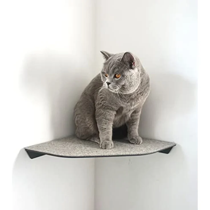 LucyBalu® CORNER Katzenliege & Kletterstufe mit Filzauflage für Wandecken | Wandliege für Katzen | Katzenstufe Wandecke | Katzen Wand Liegeplatz | Katzenmöbel für Kletterwand | Katzenregal | Anthrazit – Bild 1
