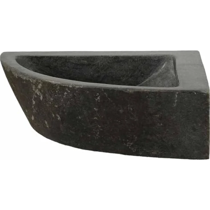 vidaXL Rustikales Badezimmer-Eckbecken aus Naturstein, Wandmontage, matte graue Oberfläche, wasserresistent, Fluss-Stil – Bild 4