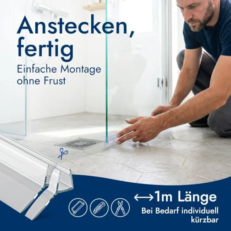 Bagnoxx Duschdichtung Anschlagdichtung, 2m, 135 Grad, PVC Duschlippe für 6mm Glasstärke, transparentes Eckprofil, einseitige Türöffnung, ideal für Duschkabinen und Badewannen – Bild 4