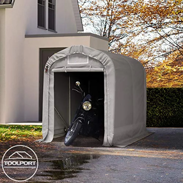 TOOLPORT Garagenzelt Carport 1,6 x 2,4 m, graue Mini-Garage mit PVC 800 N Plane und stabiler Stahlrohrkonstruktion – Bild 3