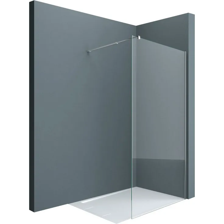 doporro Walk-in-Dusche Duschwand für Dusche Duschkabine Duschabtrennung 10mm ESG NANO, Einscheibensicherheitsglas, rechteckig, Klarglas, Edelstahl Stabilisatoren, variabler Wandabstand 70-120 cm