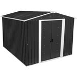 Zelsius Geräteschuppen mit Schiebetür (B) 236 x (T) 303 x (H) 190 cm | Anthrazit | Geräumiges Gartengerätehaus mit Fundament | Metall Gerätehaus mit Satteldach | Gartenhaus | Geräteschrank für Garten