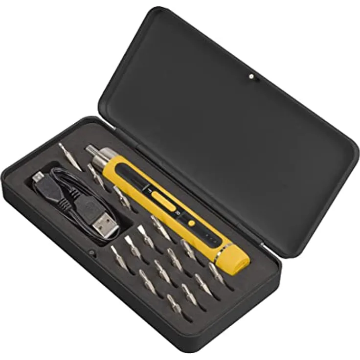 Powerplus POWX00416 Präzisionsschraubendreher 4V, Mini-Schrauber mit LED-Beleuchtung, 62g, USB-aufladbar