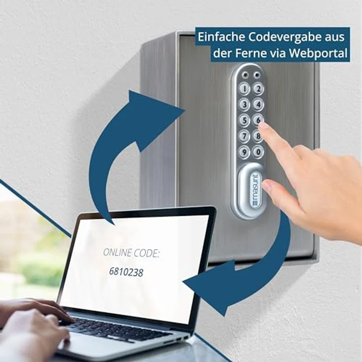 masunt Schlüsseltresor 2120 E Code | Elektronischer Schlüsselsafe aus massivem V2A Edelstahl | Online-Codevergabe aus der Ferne | maximale Sicherheit | wetterfest | Silber – Bild 4