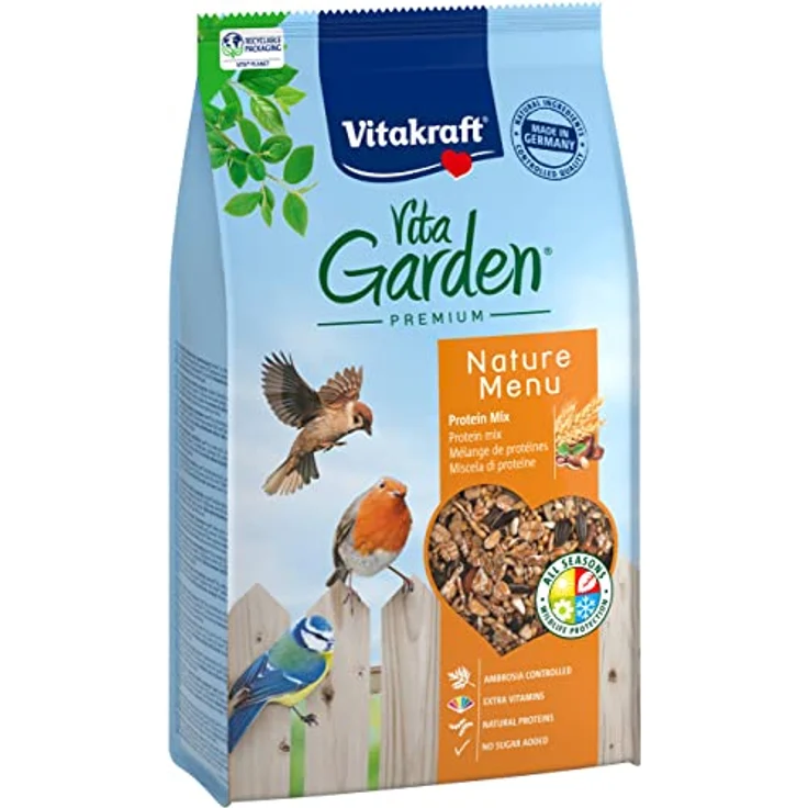 Vitakraft Vita Garden, Protein Mix, Vogelfutter für Wildvögel, mit vielen tierische Proteinen, umweltschonend, Ambrosia controlled (1x 1kg) – Bild 1