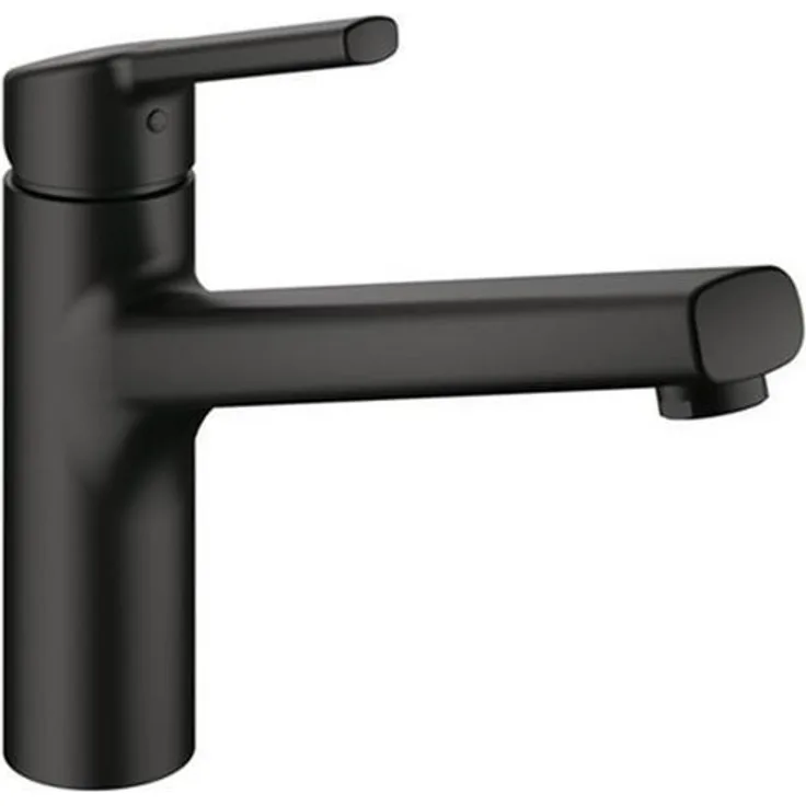 KWC Küchenarmatur Naber Luna E1, Einhebelmischer mit schwenkbarem Auslauf, schwarz matt/chrom/Edelstahl