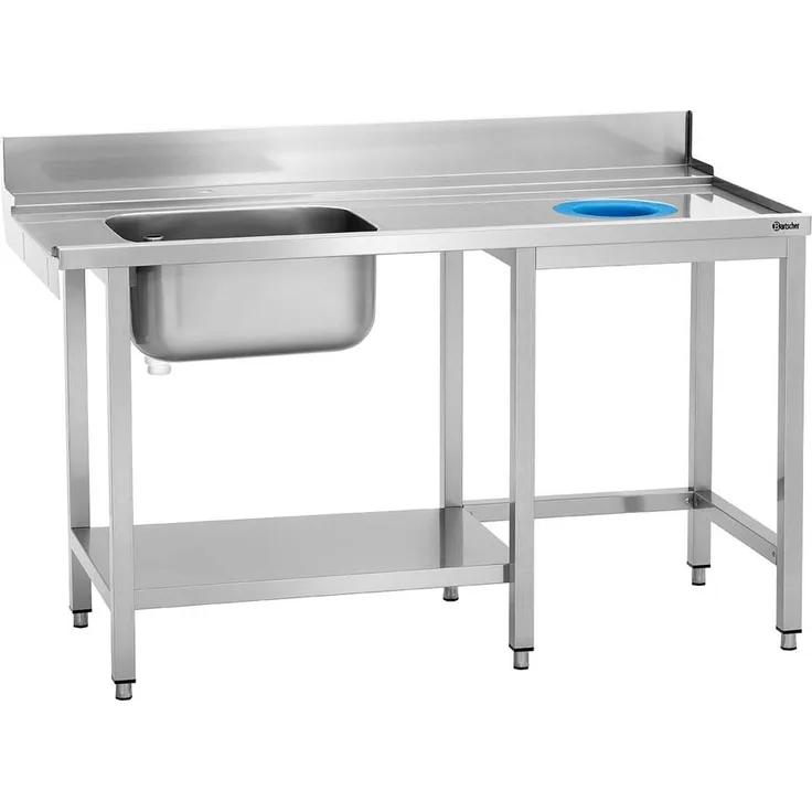 Bartscher Vorabräumung KTS5000 mit Spüle und Abfallschacht, passend zur Korbtransportspülmaschine, für perfekt vorgereinigtes Geschirr - Silber