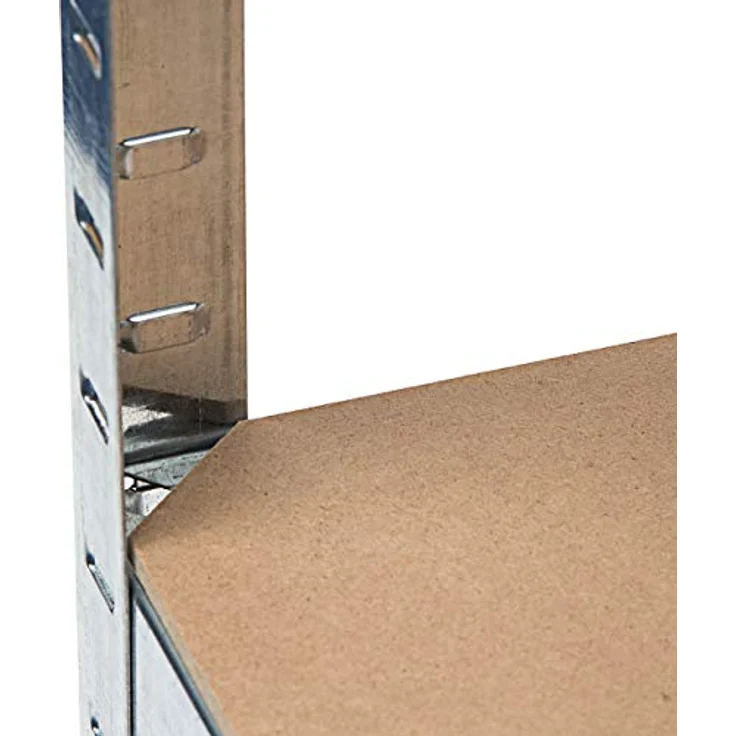 Relaxdays Schwerlastregal, HxBxT: 179 x 90 x 41 cm, verzinkter Stahl, Traglast 875 kg, Stecksystem, mit Werkbank, silber – Bild 6