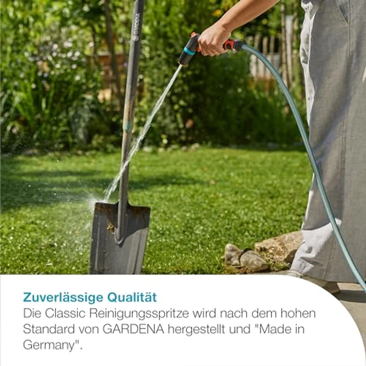 Gardena Reinigungsspritze Classic, Gartenbrause mit zwei Sprühbildern und stufenloser Wassermengenregulierung, UV- und frostbeständig – Bild 3