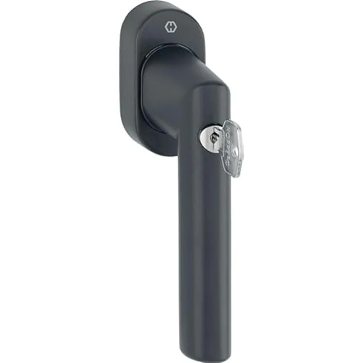 HOPPE Fenstergriff Amsterdam E0400S/US9056, abschließbar, 100NM, verstellbar für Fensterrahmen 32-42mm, schwarz