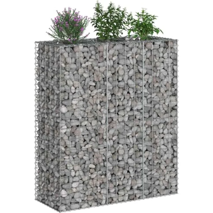 vidaXL Gabionen Hochbeet 2er Set, Rechteckig, Silber, 130 x 50 x 150 cm, Sichtschutzpaneele, Langlebig, Wetterfest, Für Garten und Terrasse – Bild 1