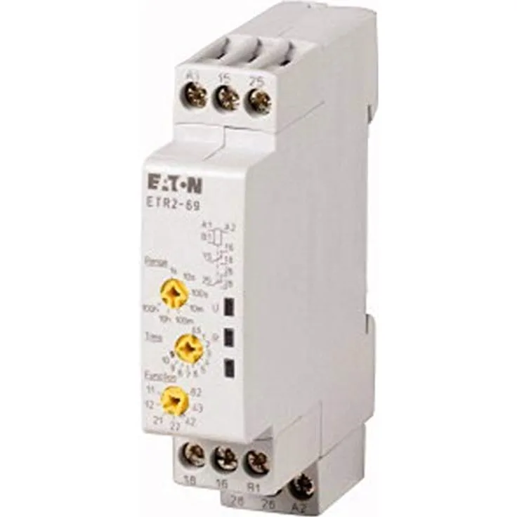 Eaton 262689 ETR2 Zeitrelais, 0.05 → 360000s, 240V AC, 1 Kontakt