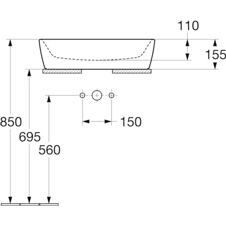 Villeroy & Boch, Waschbecken V&B Aufsatzwaschtisch ARCHITECTURA 600x400mm, rechteckig, weiß-alpin mit Überlauf – Bild 3