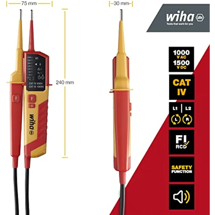 Wiha Spannungsprüfer - Durchgangsprüfer - 12 - 1000 V AC - CAT IV - 45216 – Bild 5
