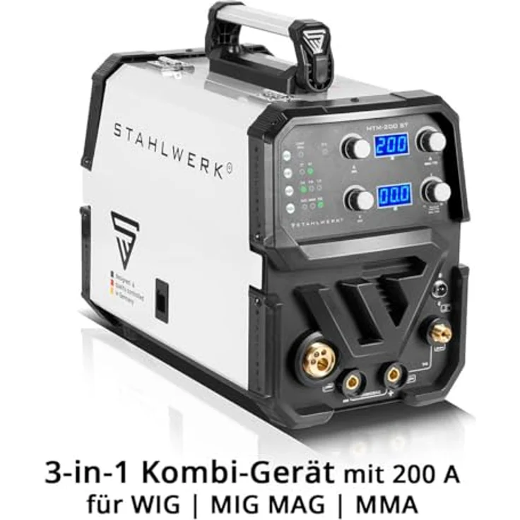 STAHLWERK Kombi-Schweißgerät MTM-200 ST 3-in-1 Schutzgas-Schweißgerät | Inverter mit 200 A und synergischem Drahtvorschub für WIG | MIG MAG | MMA – Bild 2