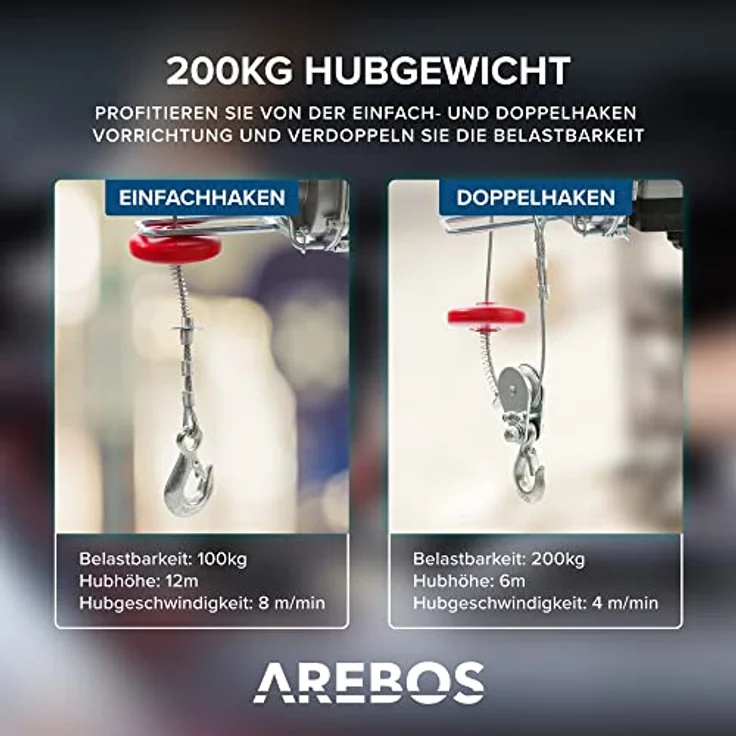Arebos - Elektrische Seilwinde 200kg – Bild 5