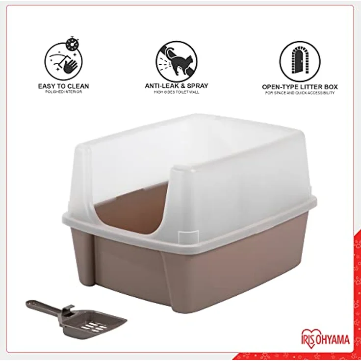 Iris Ohyama, Tablett, Kunststofftoilette mit Tragegriff und Schaufel, B48,5 x T38 x H30 cm, Einheit, erhöhter Rand, CLH-12, Taupe – Bild 3