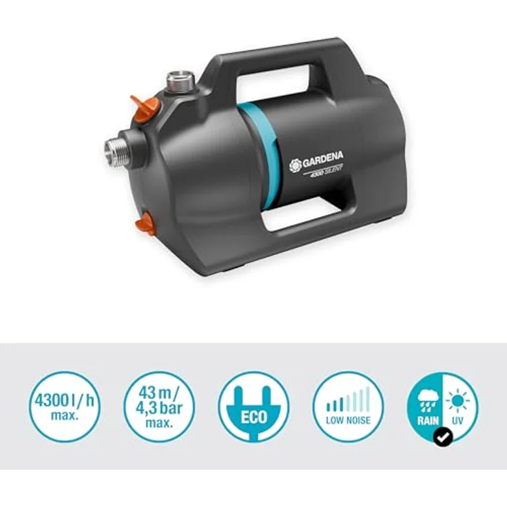 GARDENA Gartenpumpe 4300 Silent, leistungsstarke 650 W Pumpe mit 4300 l/h Durchflussrate, wetterfest und leise – Bild 2