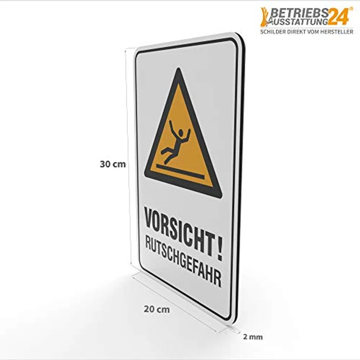 Betriebsausstattung24® Warn-Kombischild "Vorsicht Rutschgefahr", Aluminium Verbundplatte, 30,0 x 20,0 cm, UV-beständig, wetterfest, temperaturbeständig -50 bis +80 °C – Bild 5