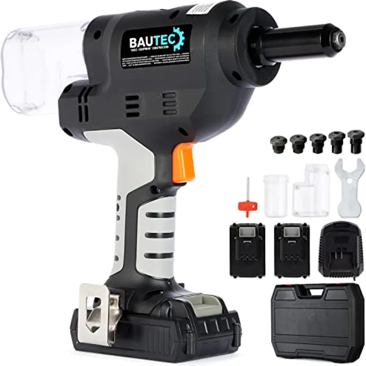 BAUTEC Akku-Nietgerät mit 20.000 N Setzkraft » im Profiset mit Koffer » Blindnietsetzgerät » Akkunieter » Nieter