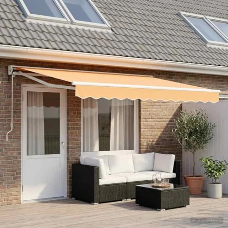 vidaXL Elektrische Markise Sand 5 x 3,5 m, wetterbeständig mit pulverbeschichtetem Aluminiumgestell und ausziehbaren Armen – Bild 2