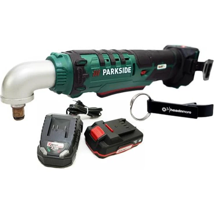HEADNMORE® Bundle mit PARKSIDE® 20V 1/2 Zoll Akku Winkelschlagschrauber PAWS 20 A1 und Schlüsselanhänger - 2Ah Akku, LED-Arbeitsleuchte, Gürtelclip, Memoryfunktion – Bild 1
