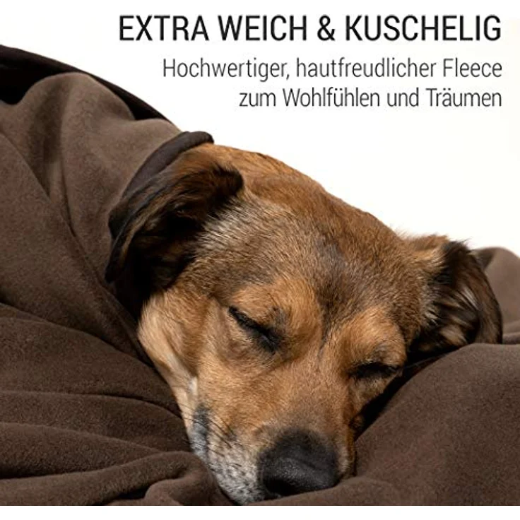 Doctor Bark | kuschelige Hundedecke waschbar bis 95°C, hygienische, weiche Fleecedecke für Sofa und Hundebett, Flauschige Haustierdecke - Made in Germany (L - 120x90 cm/Braun) – Bild 3