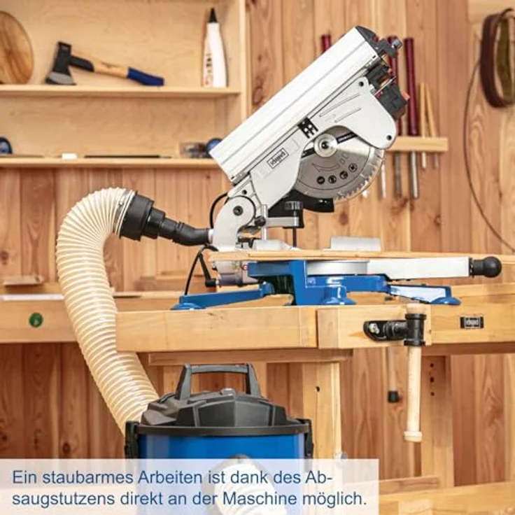 Scheppach Kappsäge HM100T (Tischkreissäge mit 1800 Watt, Sägeblatt-254mm, Schnittbreite 110mm, Schnitthöhe 70mm, sägeblatt mit 60 Zähnen) – Bild 9