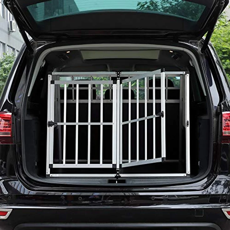CADOCA® Hundetransportbox Aluminium Hundebox Kofferraum robust verschließbar trapezförmig XXL 97x90x70cm Reisebox Autobox Tiertransportbox – Bild 2