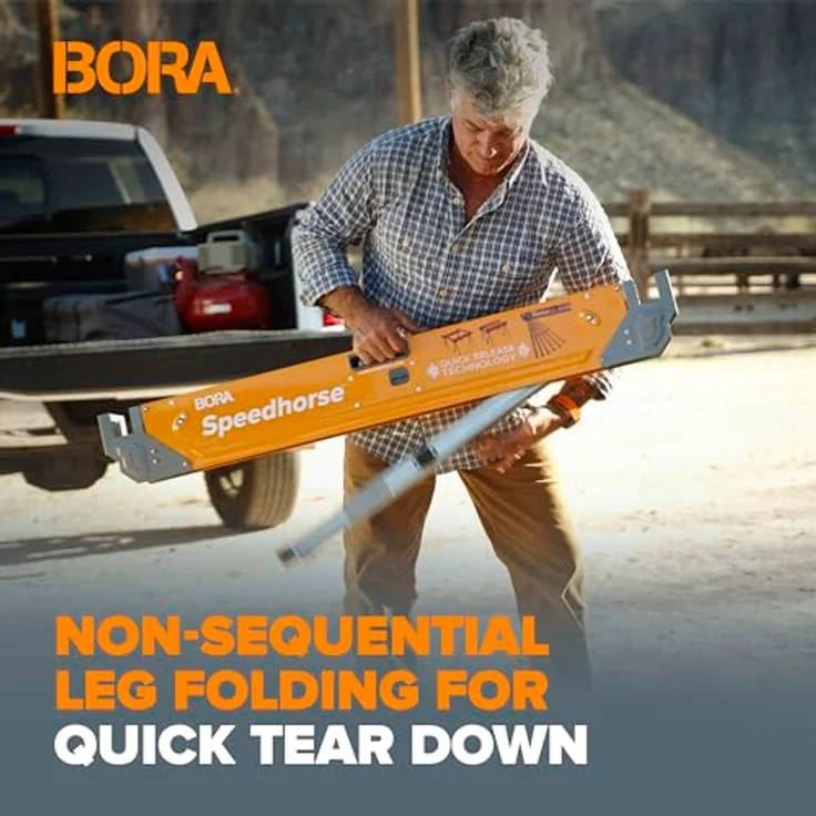 Bora Portamate Speedhorse Sawhorse | Heavy Duty Benchhorse Table Stand with Folding Legs and Metal Top for 2x4 PM-4500 – Bild 4