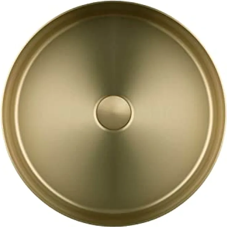 Park Waschbecken in Messing Gebürstet aus feinstem Edelstahl als Aufsatzwaschbecken ohne Hahnloch 400 x 400 x 145 mm