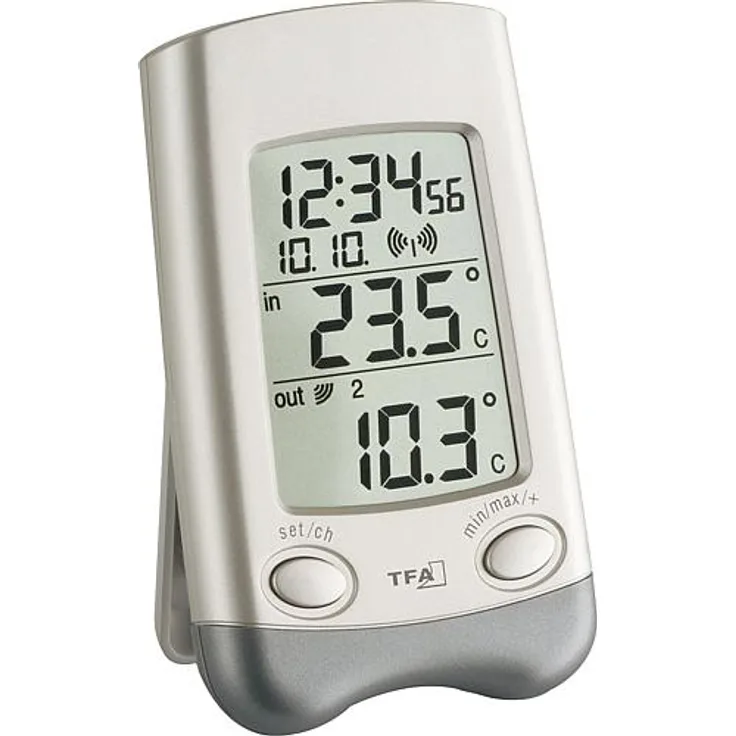 TFA Dostmann Wave Funk-Thermometer Silber
