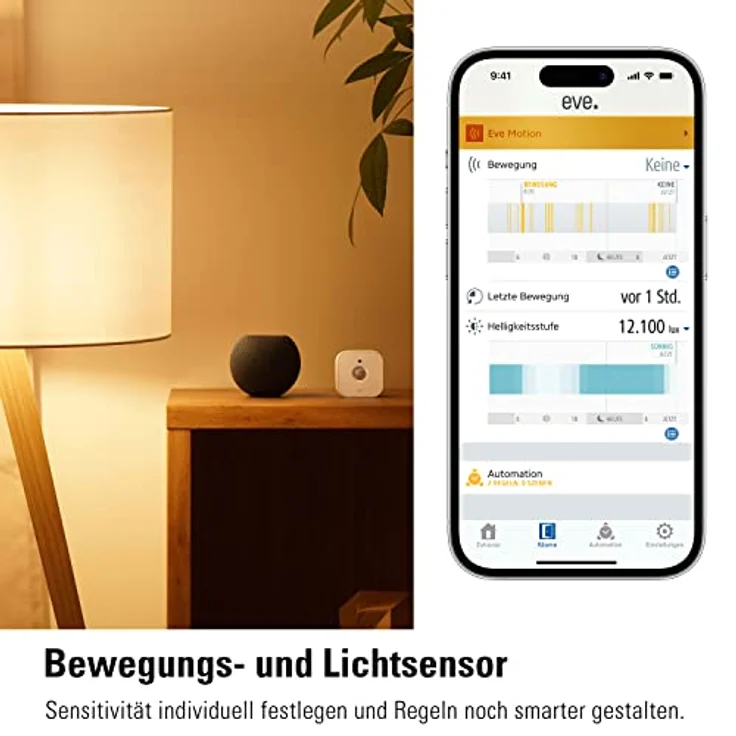 Eve Motion (HomeKit) – Smarter Bewegungssensor mit Lichtsensor, IPX3-Wasserbeständigkeit, Mitteilungen, automatische Aktivierung von Leuchten und Geräten, keine Bridge nötig, Bluetooth, Apple HomeKit – Bild 5