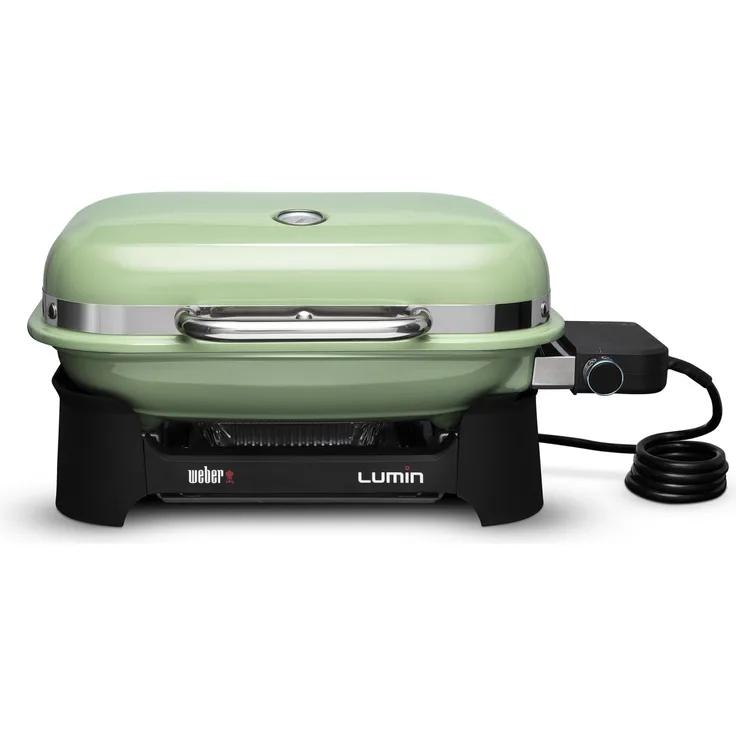 Weber Elektro-Tischgrill Lumin Compact, 2200 W, porzellanemaillierter Grillrost, mintgrün, 43 x 28 cm