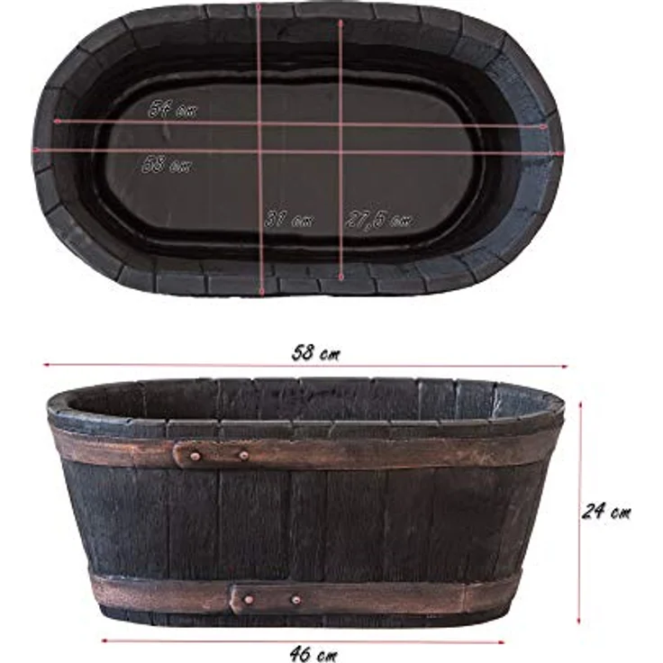 Weinfass Eichenfass Oval Kunststoff Gartenteich Teich Fass Nachbildung Länge 61 – Bild 6