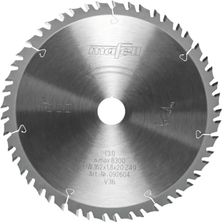 MAFELL Hartmetall Sägeblatt GT 162 x 1,2/1,8 x 20 mm - 49-7 Zähne - Ersatzblatt für MT 55 Tauchsäge - Feinschnitt in Holz
