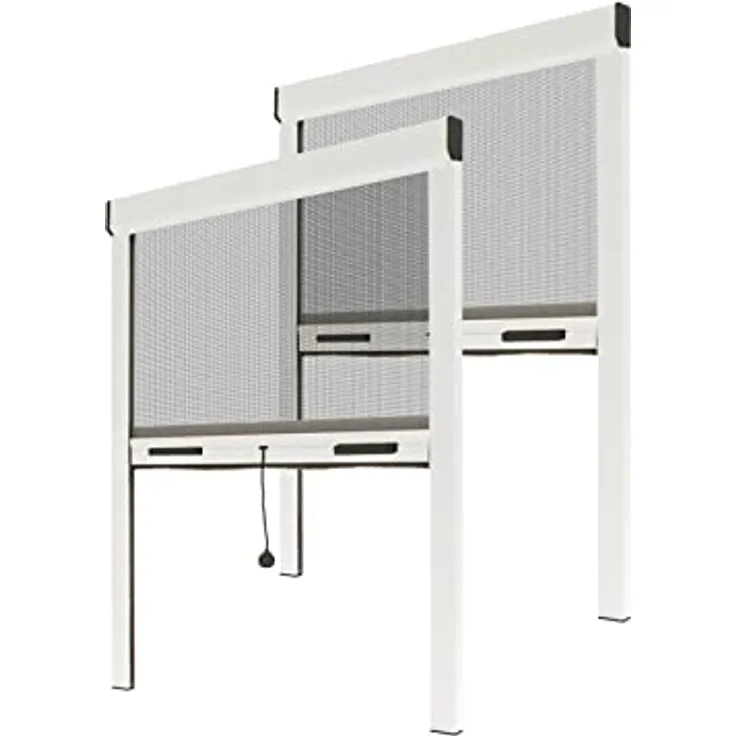 AvosDim.com Insektenschutzrollo Aluminium für Fenster - Weiss, B150 x H160cm - Automatisches Rollen - Fiberglas Fliegengitternetz