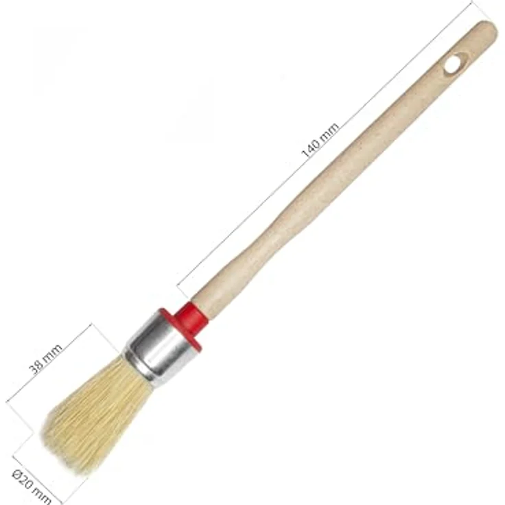 woplus Rundpinsel 20 mm | Ringpinsel für Lackieren, Beizen und Lasieren, ergonomischer Griff, hochwertige Naturborsten – Bild 2