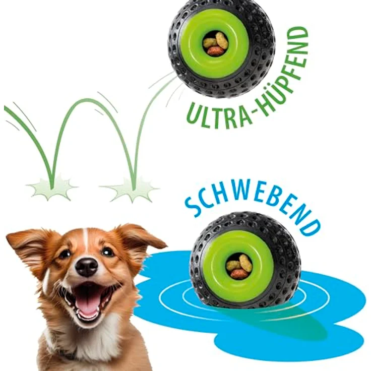 Ferplast CHEWA Boing Mittelgroß Futterball für Hunde, Schwarz, aus strapazierfähigem, ungiftigem, bissfestem Material, Zahnhygiene des Hundes, Springt und Schwimmt – Bild 2