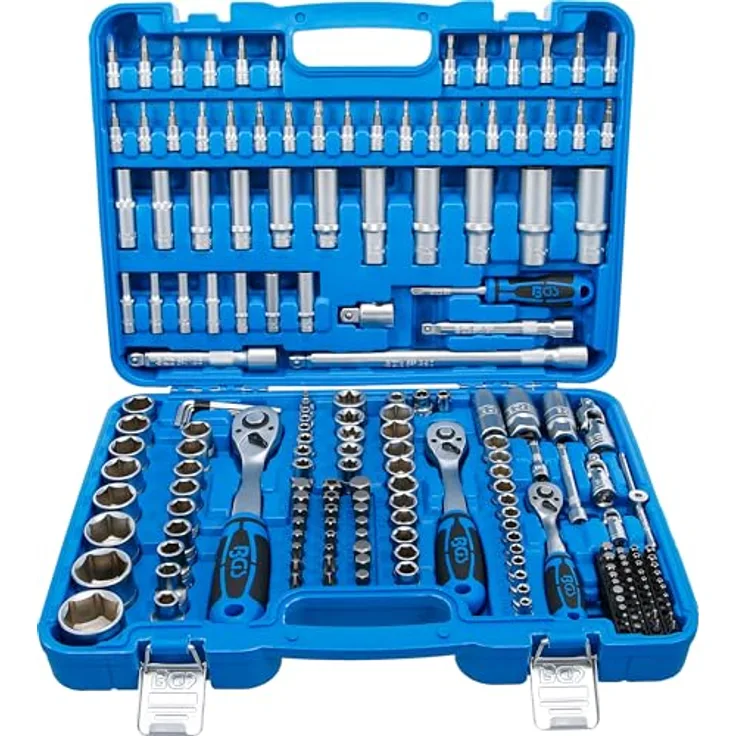 BGS technic Bohrer- und Bitset 2245, 62-teiliges Set mit verschiedenen Bits und Werkzeugen aus Chrom-Vanadium-Stahl