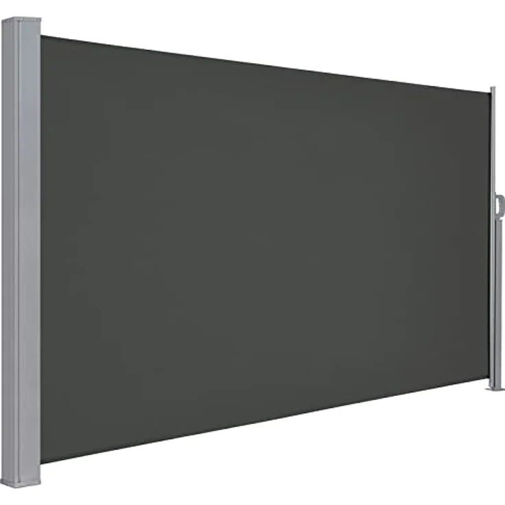 LARMNEE Seitenmarkise mit Stahl-Kasten, 180 x 300 cm, rostbeständig, UV-Schutz, blickdicht, Dunkelgrau EGY183TBP02 – Bild 1