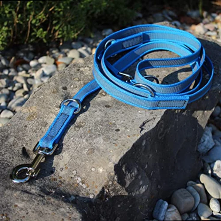 Activity4Dogs Hundeleine Nylon Anti-Slip rutschfest, 2,80 m lang, 4-Fach verstellbar, Multileine, blau, Made IN Germany – Bild 2