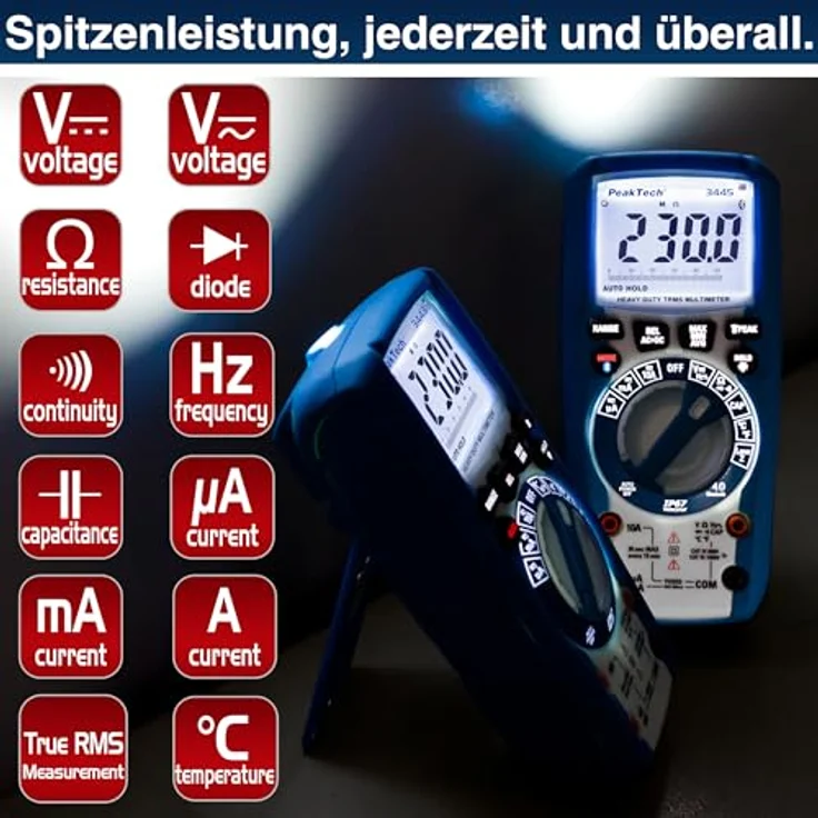 PeakTech 3445 - Multimeter digital 6000 Counts TRMS IP67 Bluetooth – Bild 3