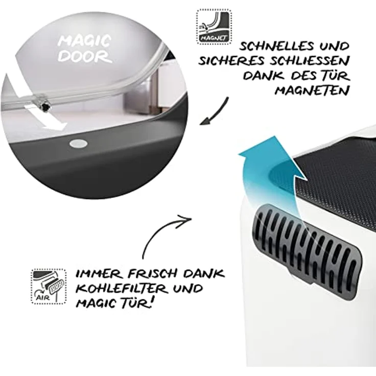 Rotho MyPet Biala Katzenklo mit Haube und Schaufel, aus recyceltem Kunststoff, beige/anthrazit, Cappuccino, 51 x 39.5 x 44.3 cm – Bild 5