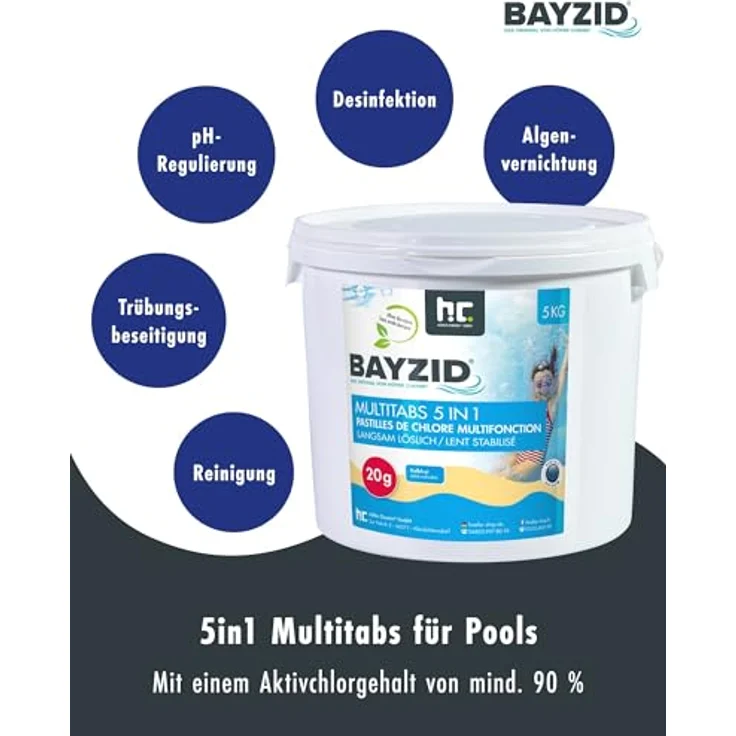 1 x 5 kg BAYZID Multitabs 20g 5in1 für Pools – Bild 2
