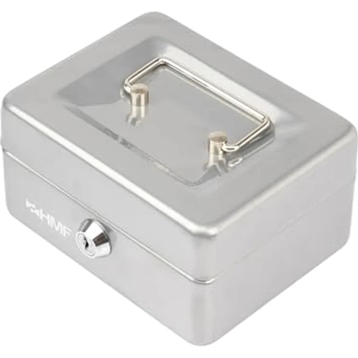HMF Geldkassette abschließbar, Kasse mit 6 Münzfächern, 15 x 12 x 8 cm, Silber, aus stabilem Stahlblech mit kratzfester Pulverbeschichtung – Bild 5