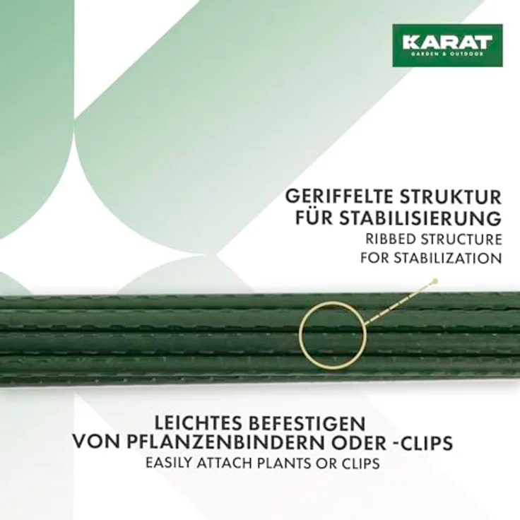 KARAT Rankhilfe Pflanzstäbe 180cm, 10 Stück aus Stahl und Kunststoff, stabil und UV- sowie rostbeständig für Kletterpflanzen, Tomaten und Gurken – Bild 5