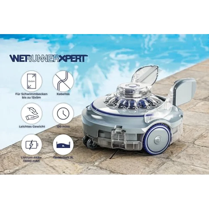 GRE RBR120 Akkubetriebener Reinigungsroboter, 120 Minuten Betriebsdauer für Pools und Spas, effiziente Boden- und Wandreinigung – Bild 6